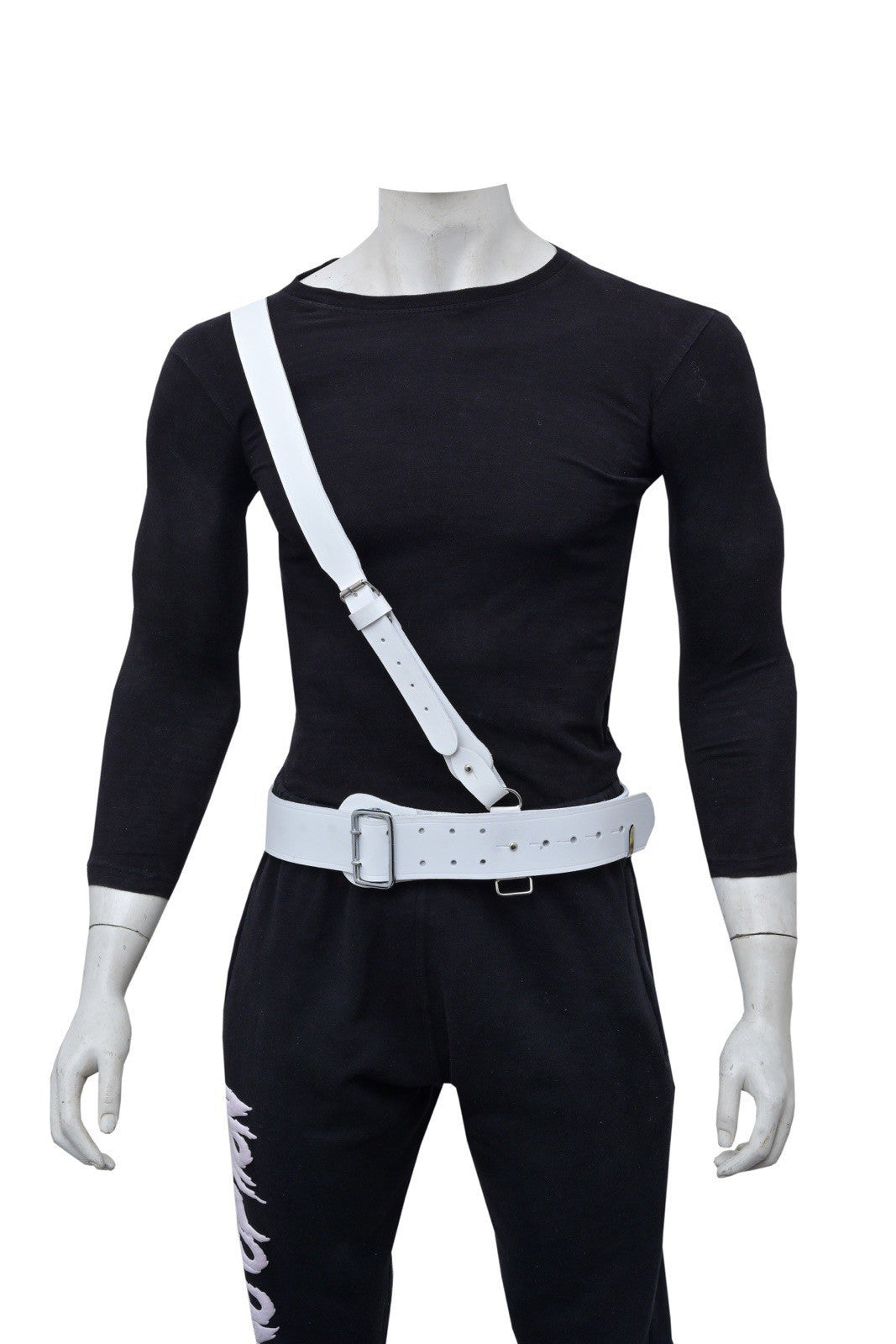 Sam Browne Belt Genuine Leather Complete British Military cross Strap ARMY White