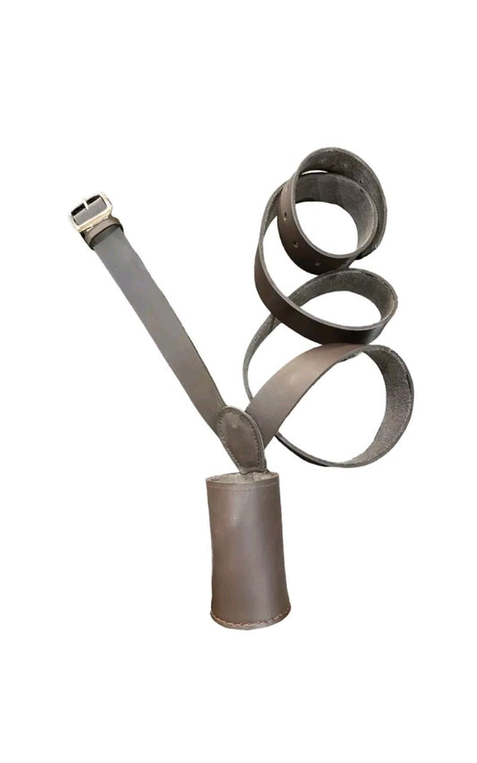 BANNER POLE LARGE CROSS BELT HOLDER CARRIER BROWN GENUINE LEATHER Military ARMY