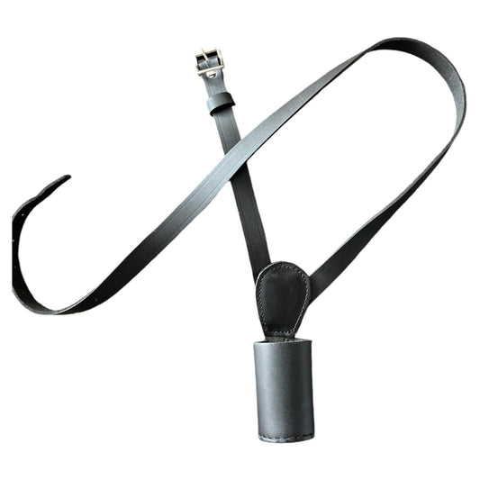 FLAG POLE CROSS BELT HOLDER CARRIER BLACK MINI LEATHER Military Parade army