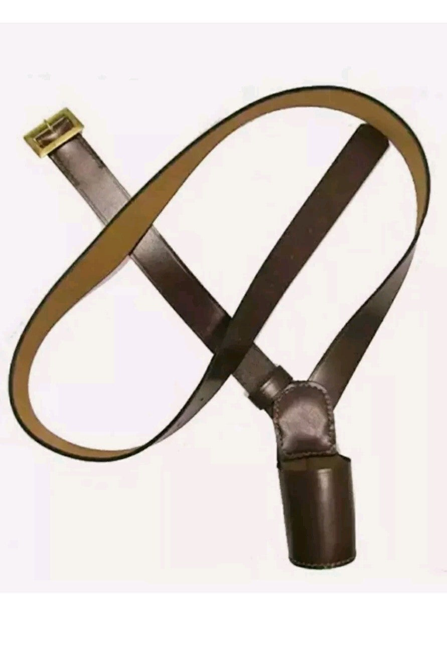 BANNER POLE LARGE CROSS BELT HOLDER CARRIER BROWN GENUINE LEATHER Military ARMY