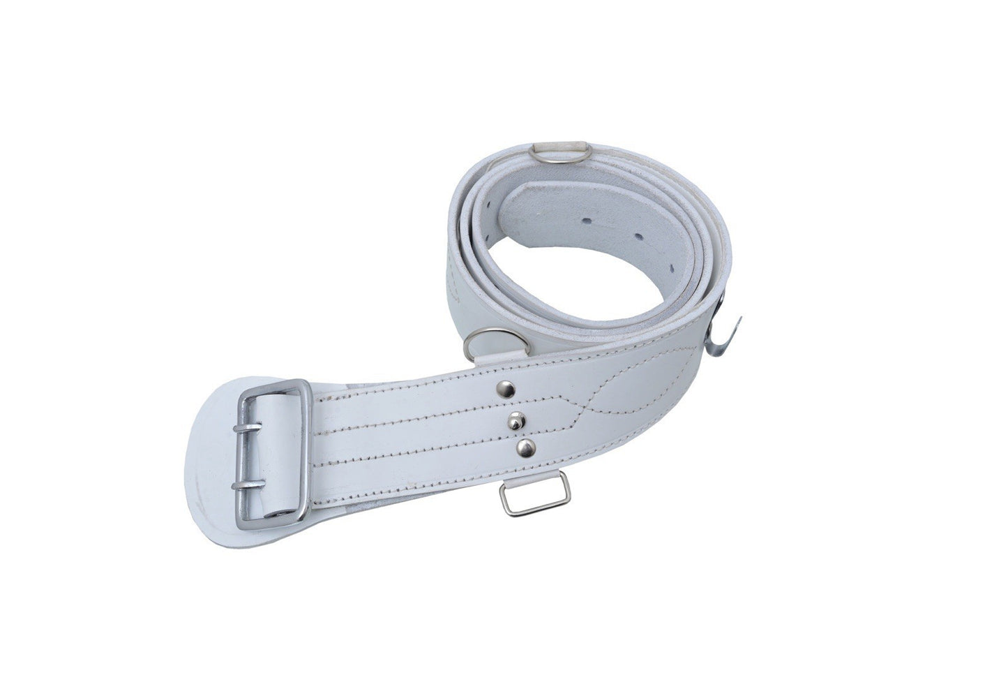 Sam Browne Belt Genuine Leather Complete British Military cross Strap ARMY White