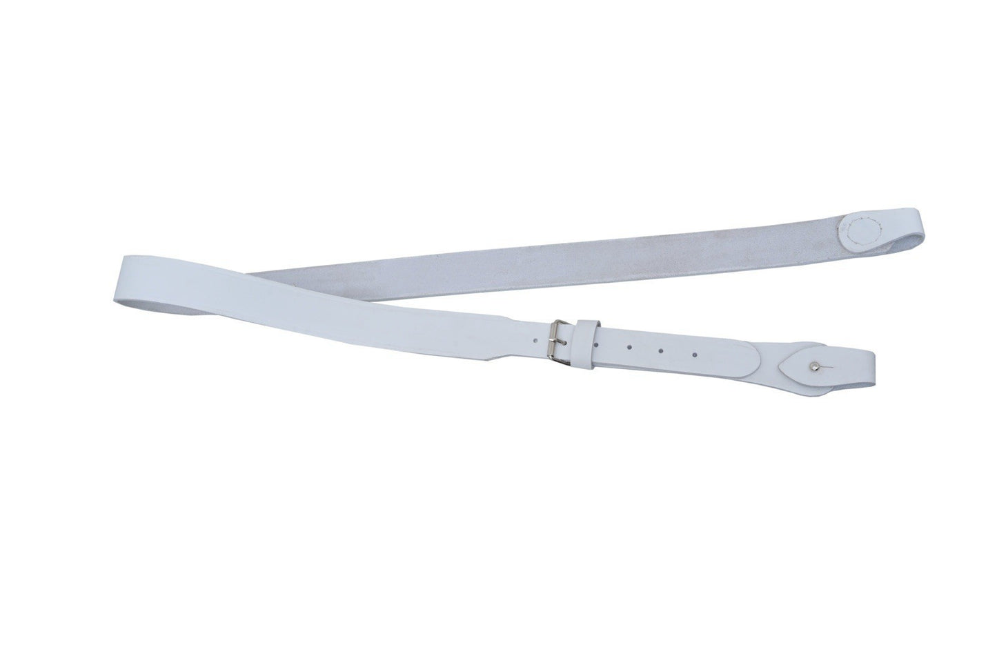 Sam Browne Belt Genuine Leather Complete British Military cross Strap ARMY White