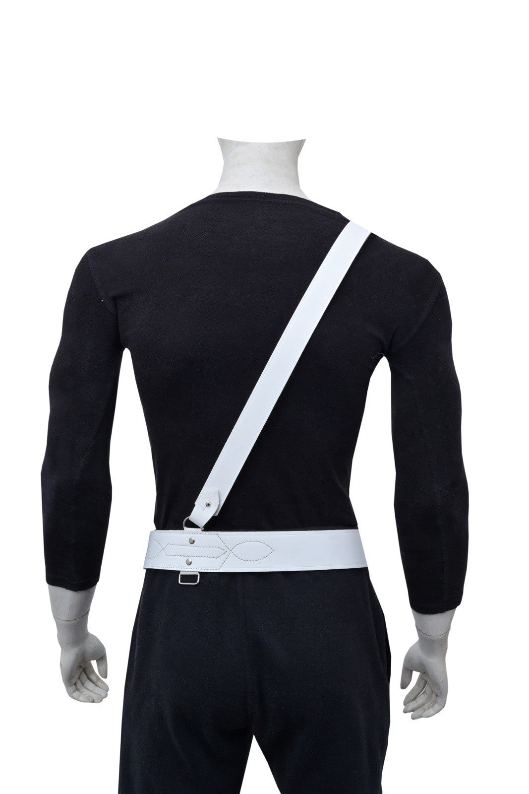 Sam Browne Belt Genuine Leather Complete British Military cross Strap ARMY White